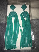 Image of Long Tassel Geometric Drop Earrings 