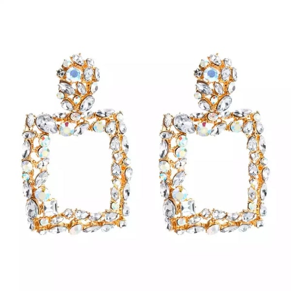 Image of Large Square Crystal Dangle Earrings