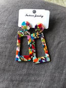 Image of Multi Color Rectangle and Square Drop Earrings