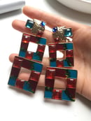 Image of Multi Color Rectangle and Square Drop Earrings