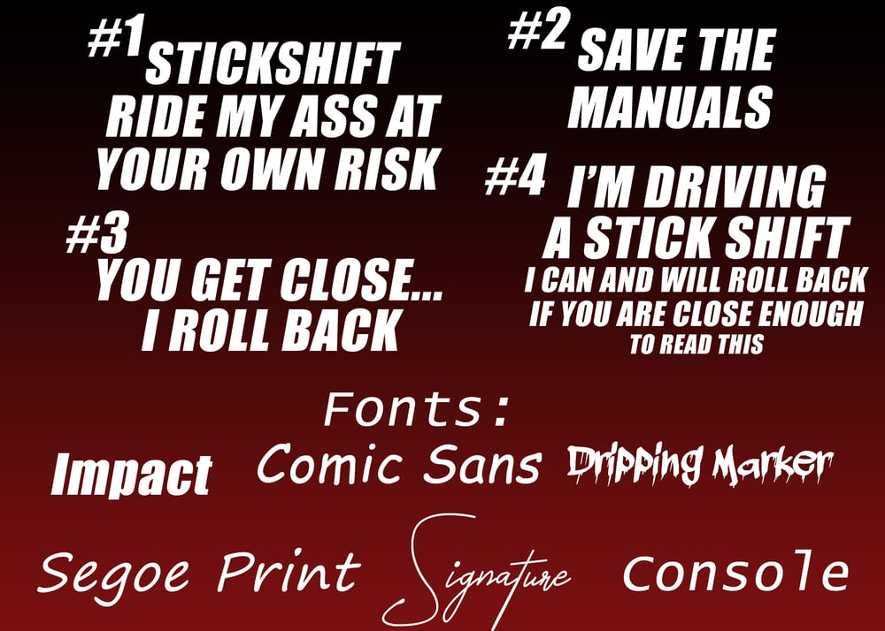 Image of Stick Shift Decals