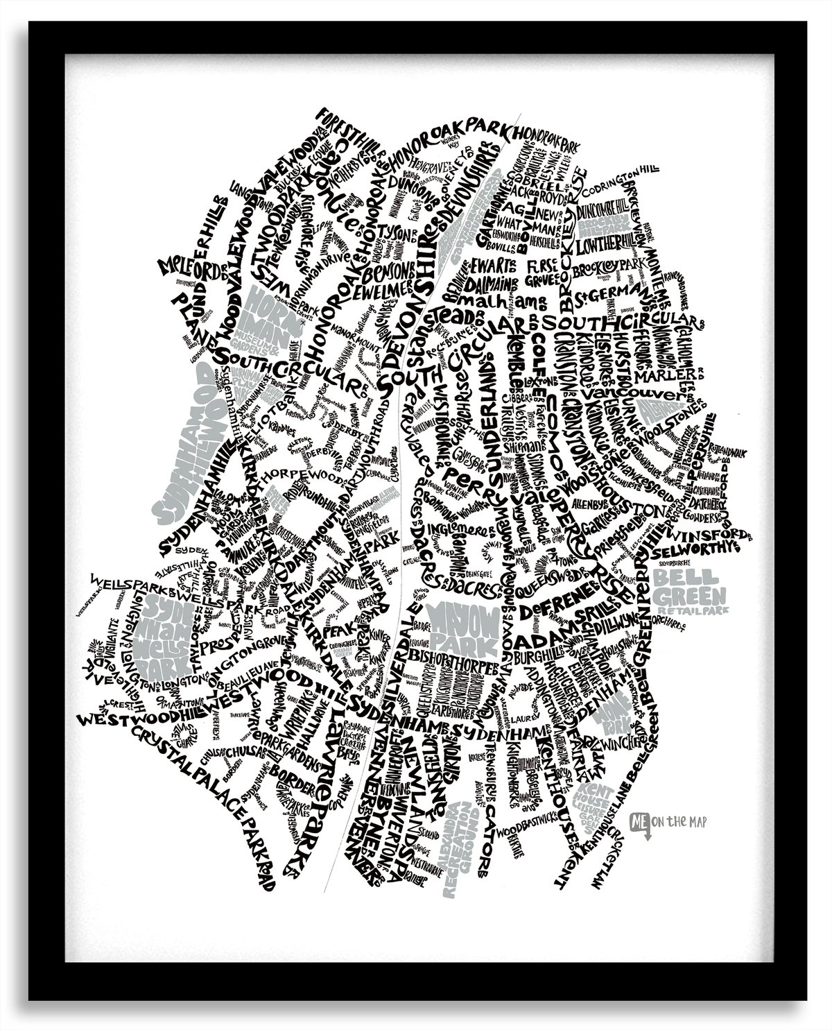Image of Sydenham SE26 & Forest Hill SE23 - SE London Type Map - White