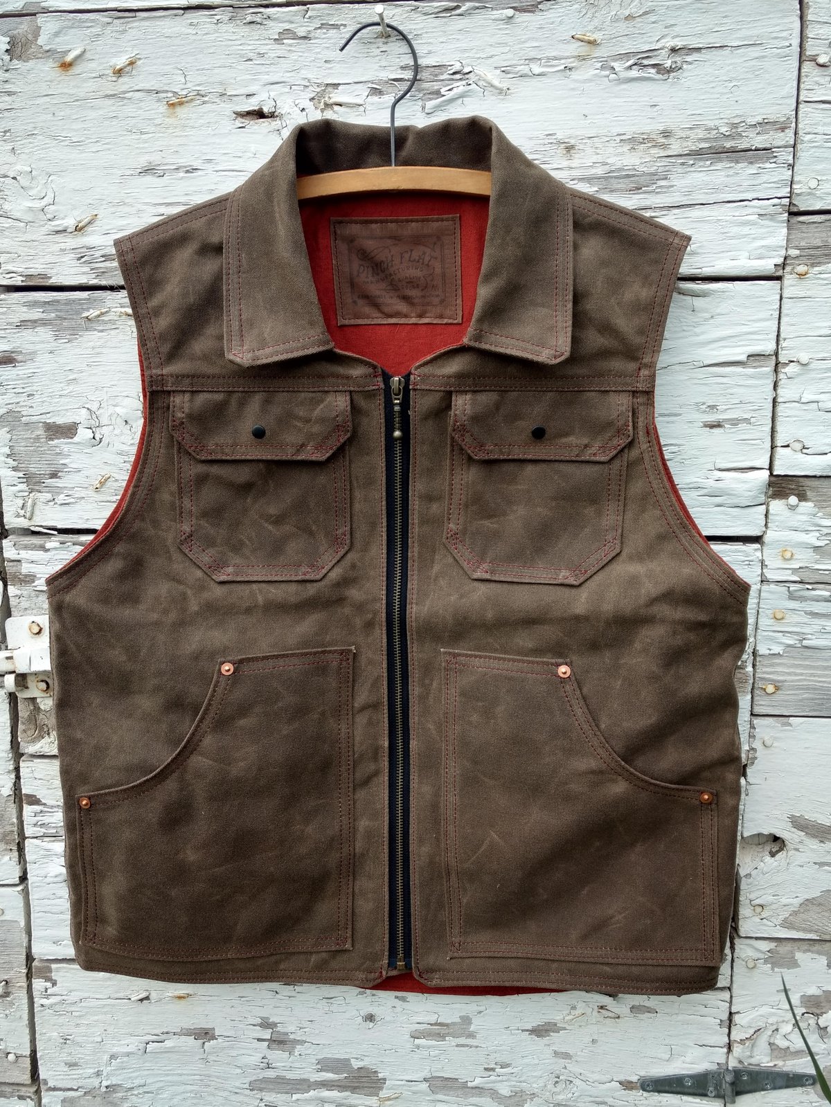 Waxed Canvas Vest (Medium) Pinch Flat Mfg.