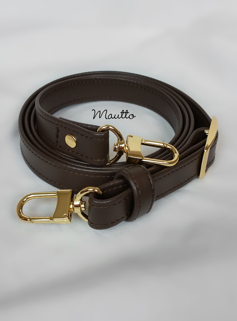 Image of Dark Brown Leather Strap for Louis Vuitton Speedy/Trevi/etc, 3/4" Wide, Handle to Crossbody Lengths
