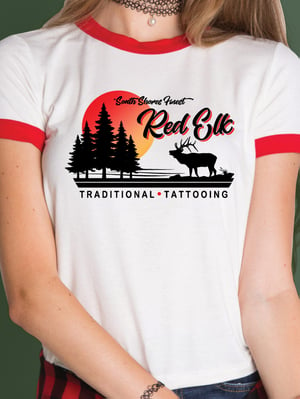 Image of Camp Red Elk Womens Ringer Tee