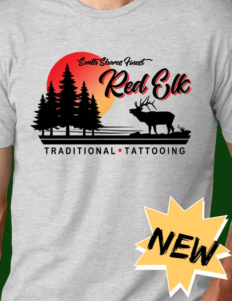 Image of Camp Red Elk Guys Heather Grey Tee