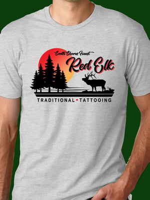 Image of Camp Red Elk Guys Heather Grey Tee