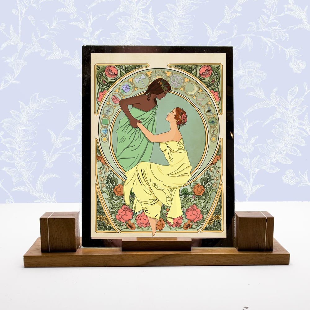 Image of Art Nouveau Lesbian Couple Art Print