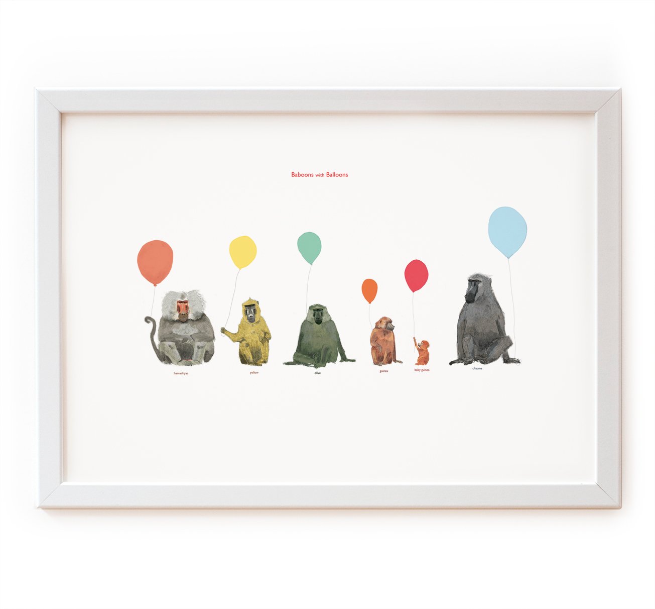 Image of Baboons with Balloons Print