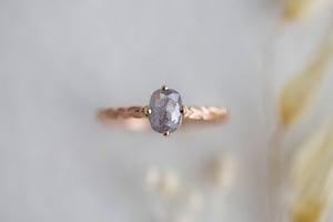 Image of 18ct rose gold, grey oval rose-cut diamond ring (IOW121)