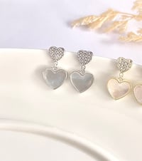 Image 3 of Shell & Crystal Heart Earrings