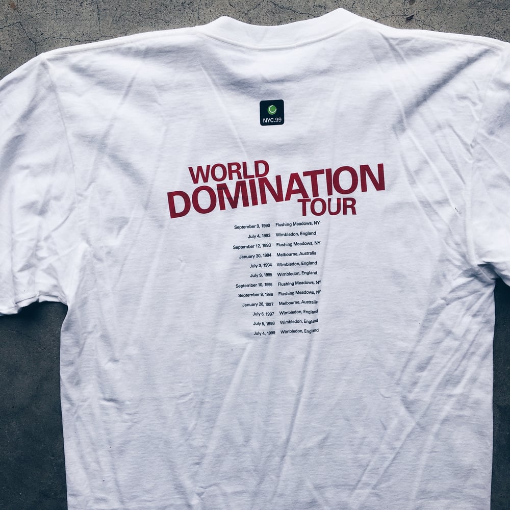 Image of Original 1999 Pete Sampras World Domination Tee.