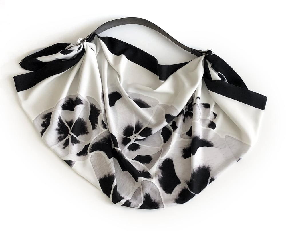 Image of Scarf tote - black floral 