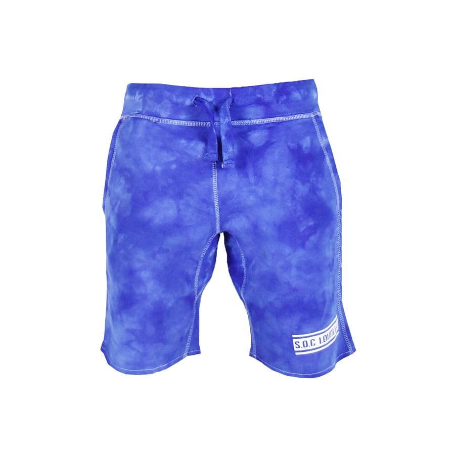 Image of S.O.C LOUDLIFE Marble Tie dye shorts (Royal/white)