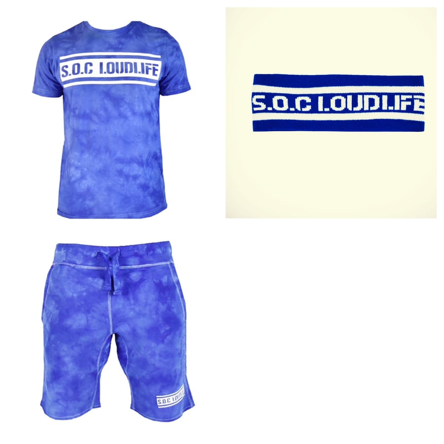 Image of S.O.C LOUDLIFE Marble Tie dye shorts (Royal/white)