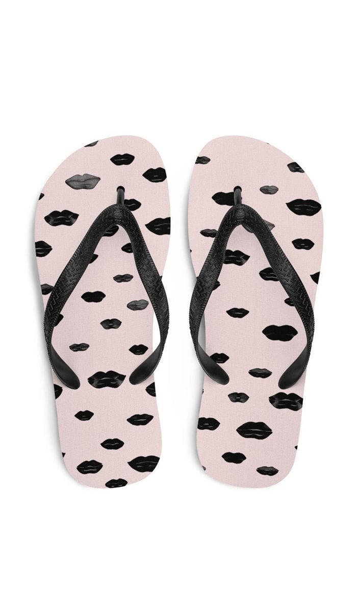 Image of Flip Flops - Pink | Black Floating Lips