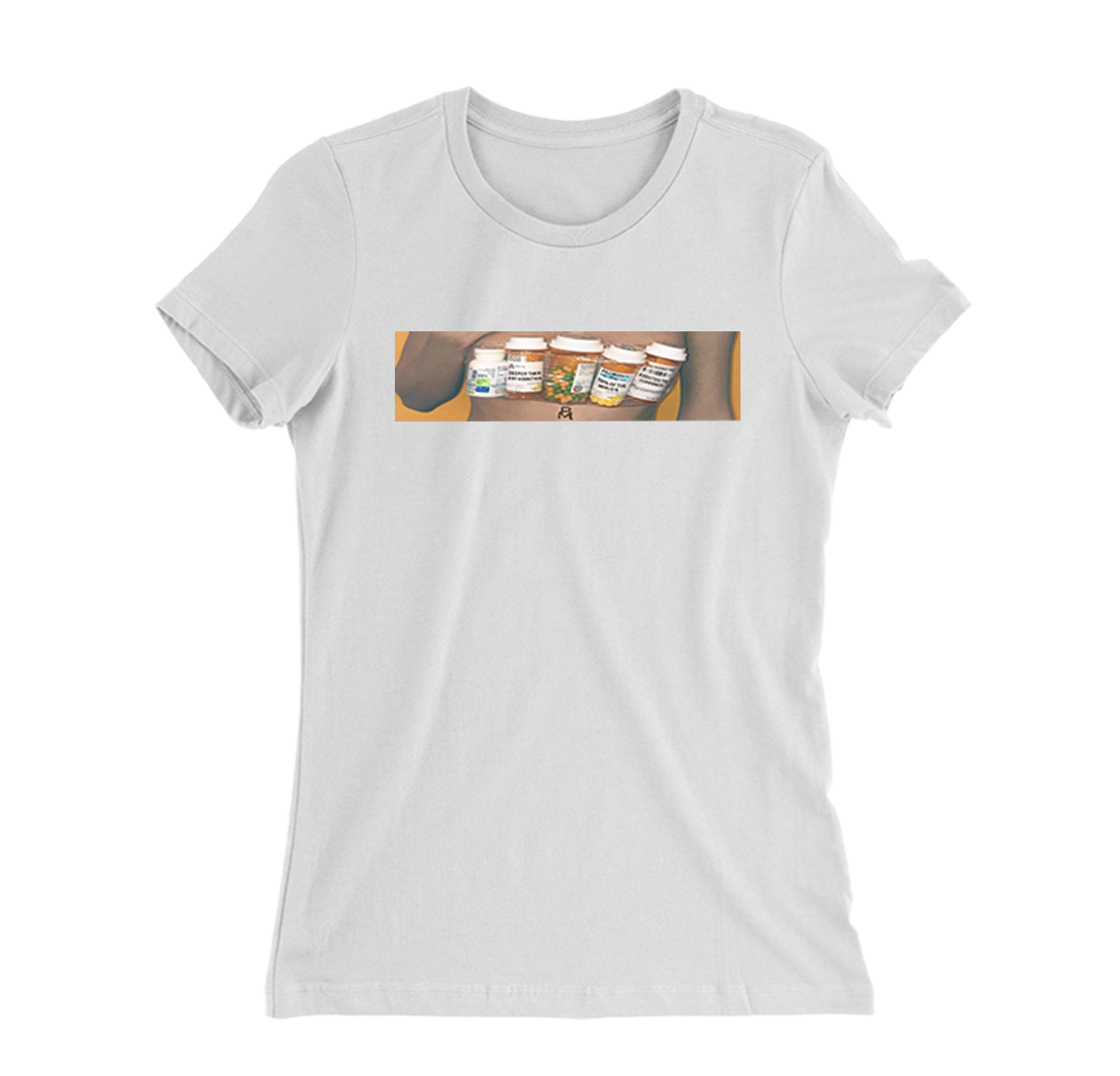 Image of WOMEN WHITE " EXHIBIT B " CREW T-SHIRT