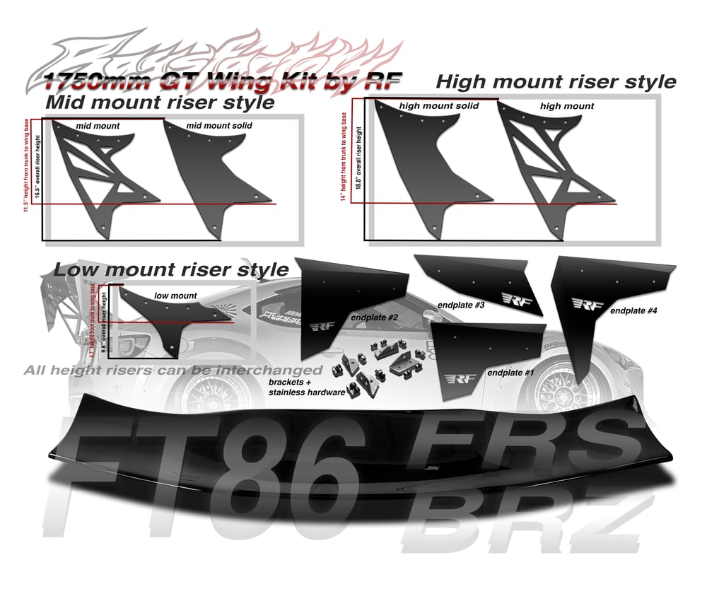 Image of Scion FRS/ Subaru BRZ FT86 1750mm FRP GT Wing kit