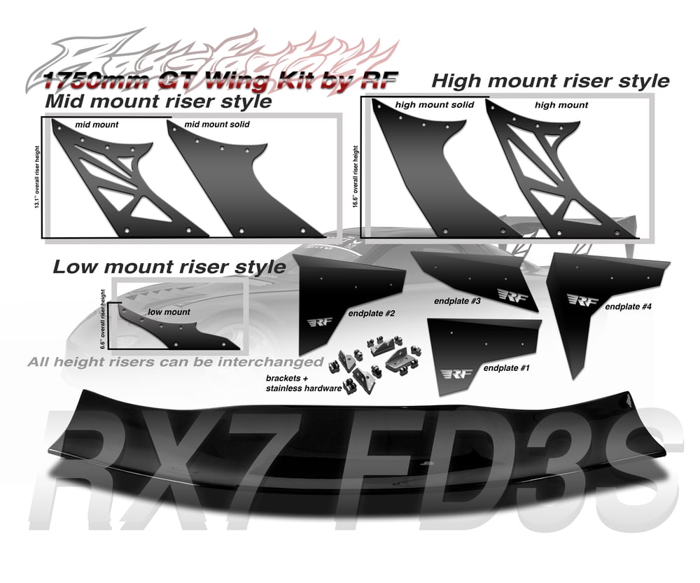 Image of Mazda RX7 FD3S 1750mm FRP GT Wing kit