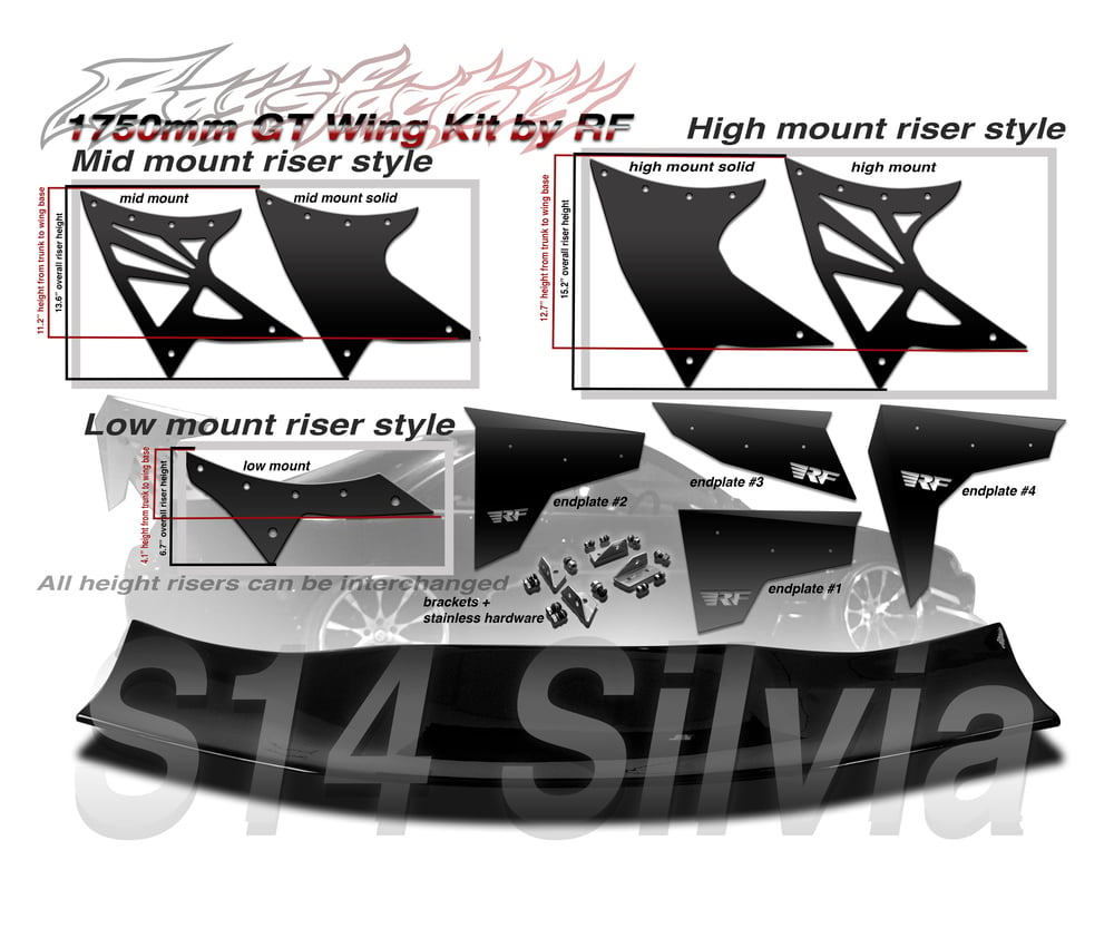 Image of Nissan S14 Silvia/240sx 1750mm FRP GT Wing kit