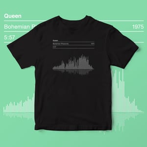 Image of Queen T shirt, Bohemian Rhapsody, Song Sound Wave graphic T Shirt