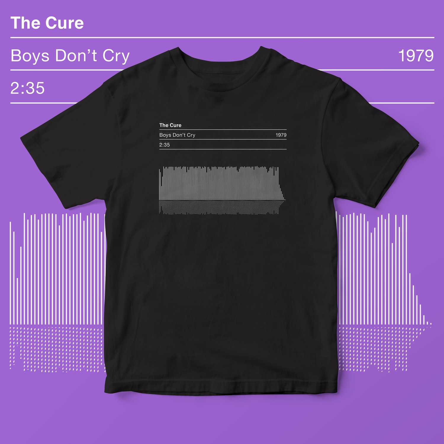 Image of The Cure Boys Don't Cry T shirt Song Sound Wave Graphic