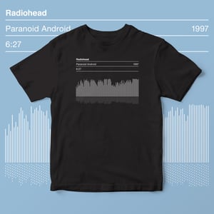 Image of Radiohead T shirt, Paranoid Android, Song Sound Wave Graphic 
