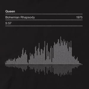 Image of Queen T shirt, Bohemian Rhapsody, Song Sound Wave graphic T Shirt