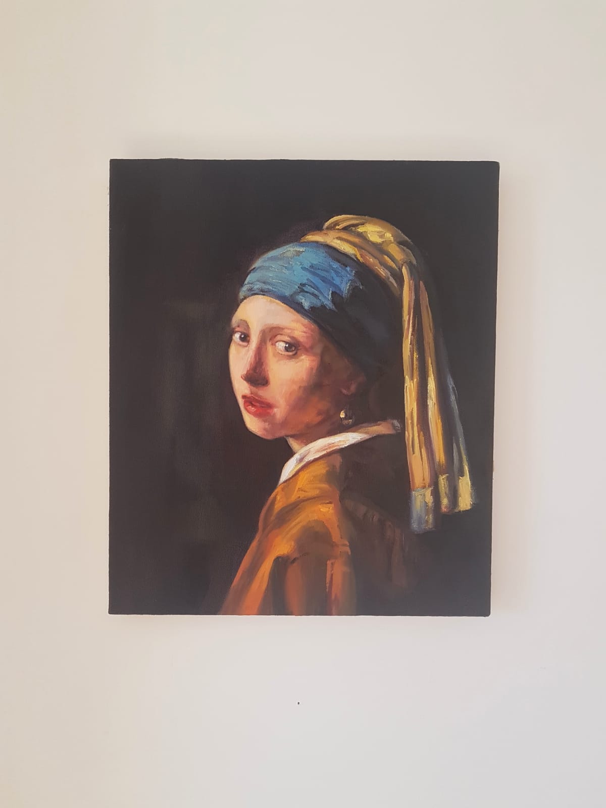 Image of Johannes Vermeer "Girl With A Pearl Earring C. 1665" Oil On Canvas Vintage Antique Reproduction