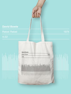 Image of David Bowie Tote Bag, Rebel Rebel Song Sound Wave Graphic