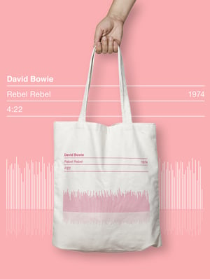 Image of David Bowie Tote Bag, Rebel Rebel Song Sound Wave Graphic