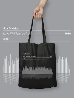 Image of Joy Division 'Love Will Tear Us Apart' Song Soundwave Graphic Tote Bag