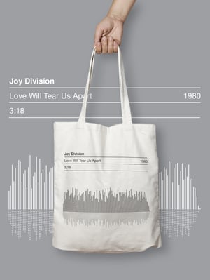 Image of Joy Division 'Love Will Tear Us Apart' Song Soundwave Graphic Tote Bag