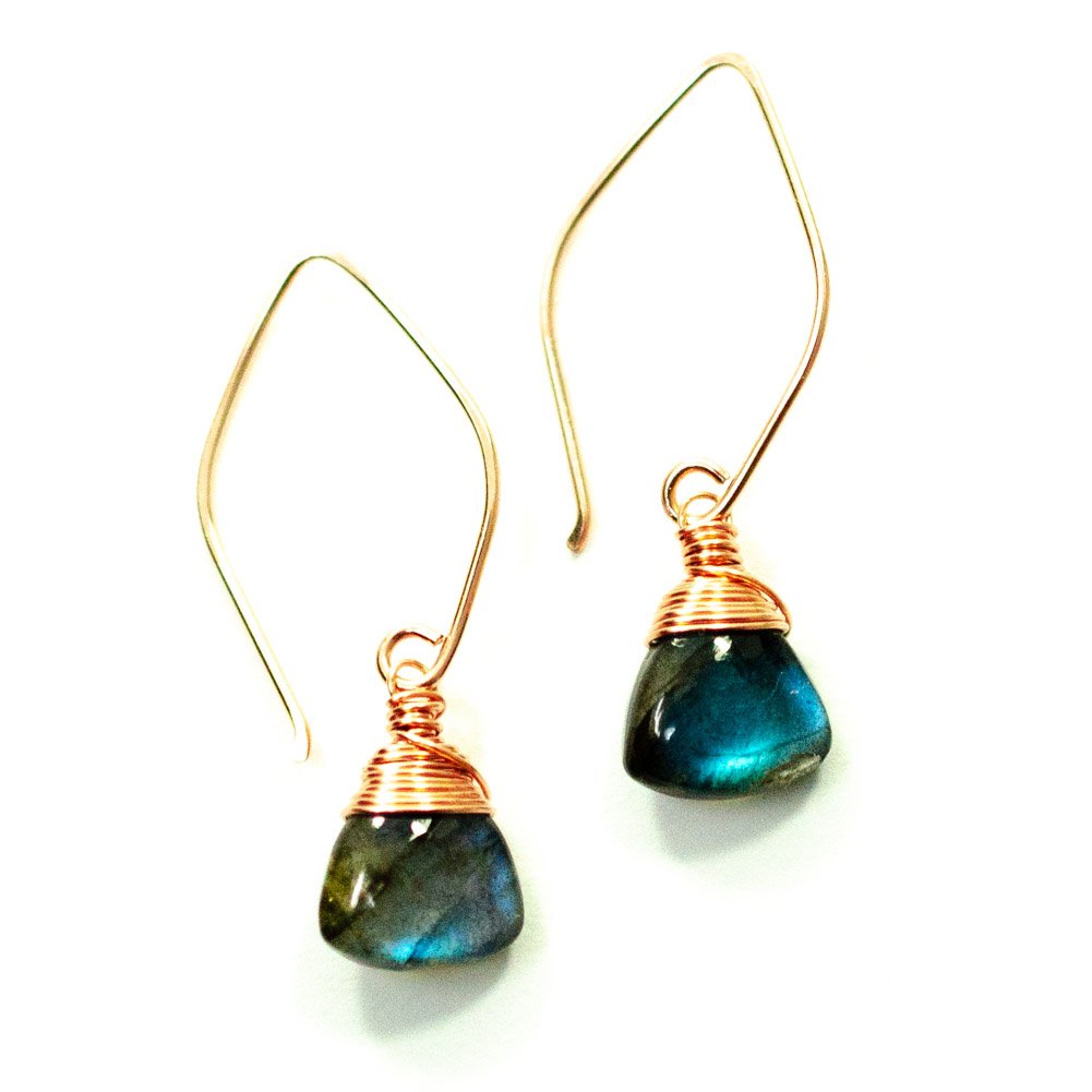 Image of Labradorite rose gold-filled angular earrings