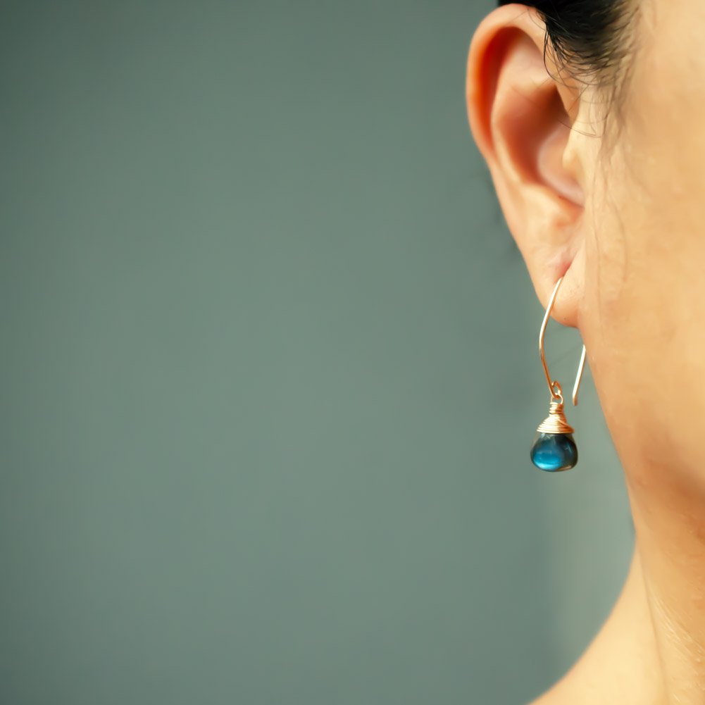 Image of Labradorite rose gold-filled angular earrings