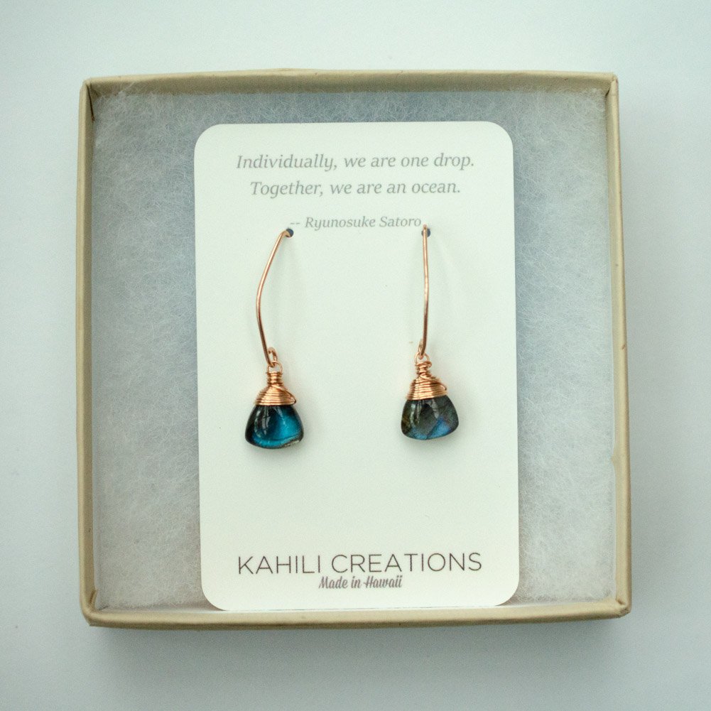 Image of Labradorite rose gold-filled angular earrings