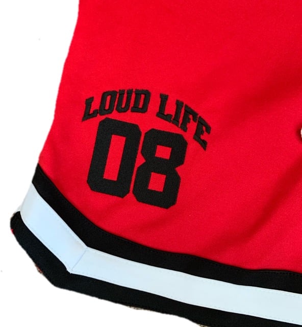 Image of Loudlife Louie Skunkball shorts (Red/white/black)