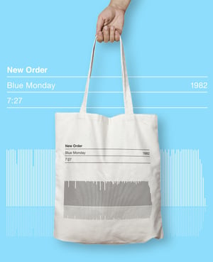 Image of New Order Tote Bag, Blue Monday Song Sound Wave Graphic