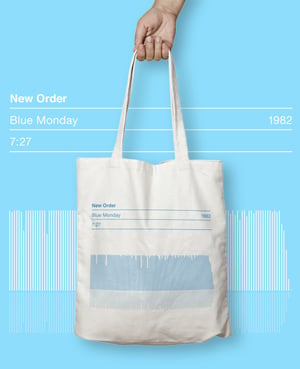 Image of New Order Tote Bag, Blue Monday Song Sound Wave Graphic