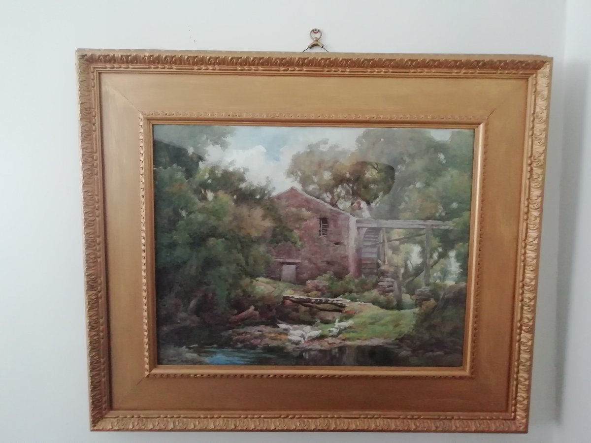 Image of "The Glen Mill" W.H Wilkinson (British 1856-1934) Original watercolor and guilt frame 