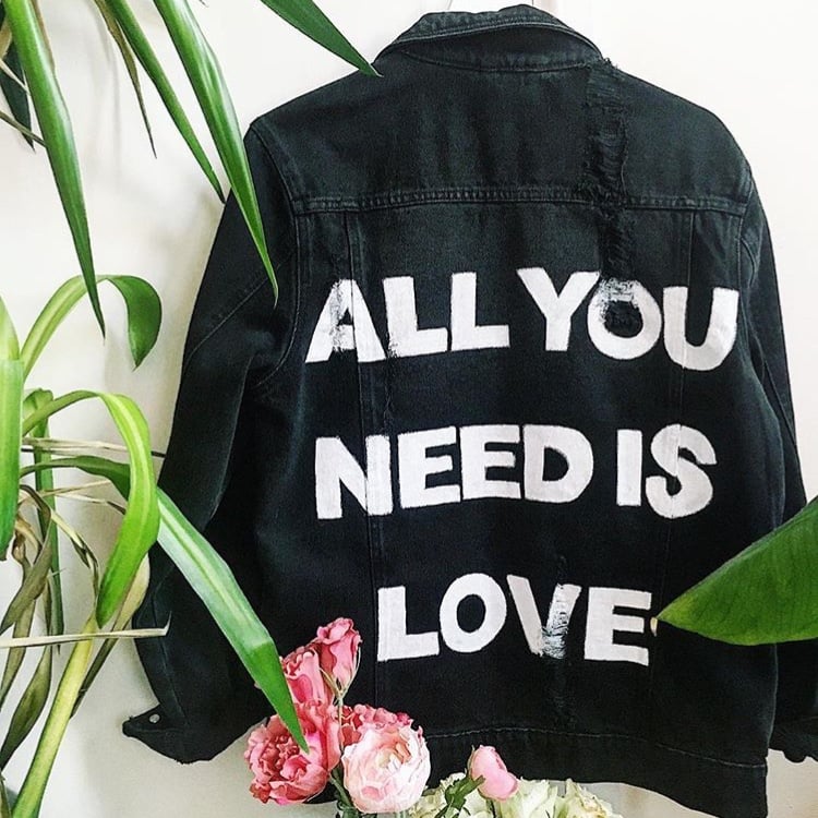 all we need is love denim jacket