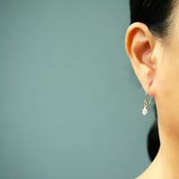 Image 2 of Tiny Raw Crystal Hoop Earrings
