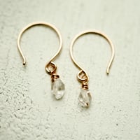 Image 4 of Tiny Raw Crystal Hoop Earrings