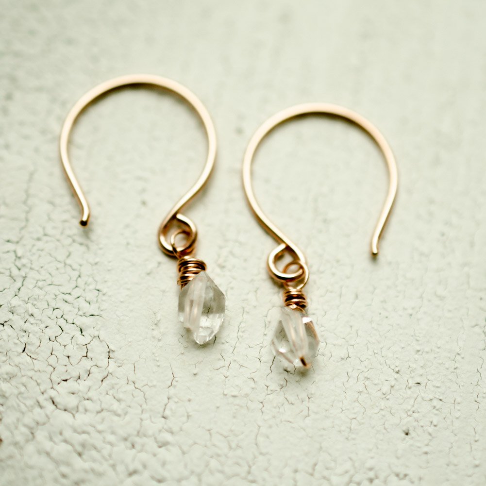 Image of Tiny Raw Crystal Hoop Earrings