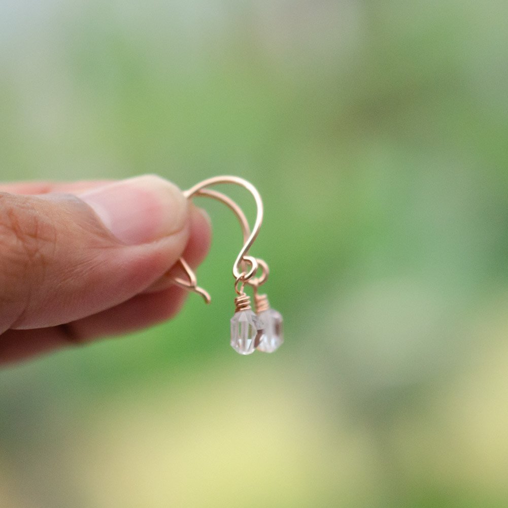 Image of Tiny Raw Crystal Hoop Earrings