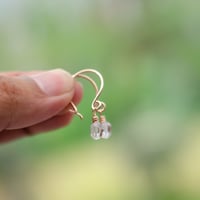 Image 3 of Tiny Raw Crystal Hoop Earrings