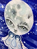Moon Girl - original mixed media painting/drawing 