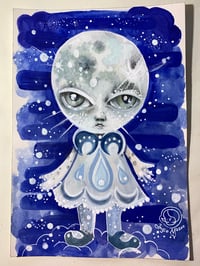 Image 4 of Moon Girl - original mixed media painting/drawing 