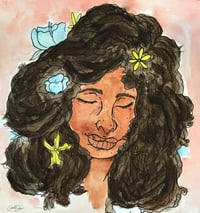 "Flower Hair" - Original Watercolor Art 