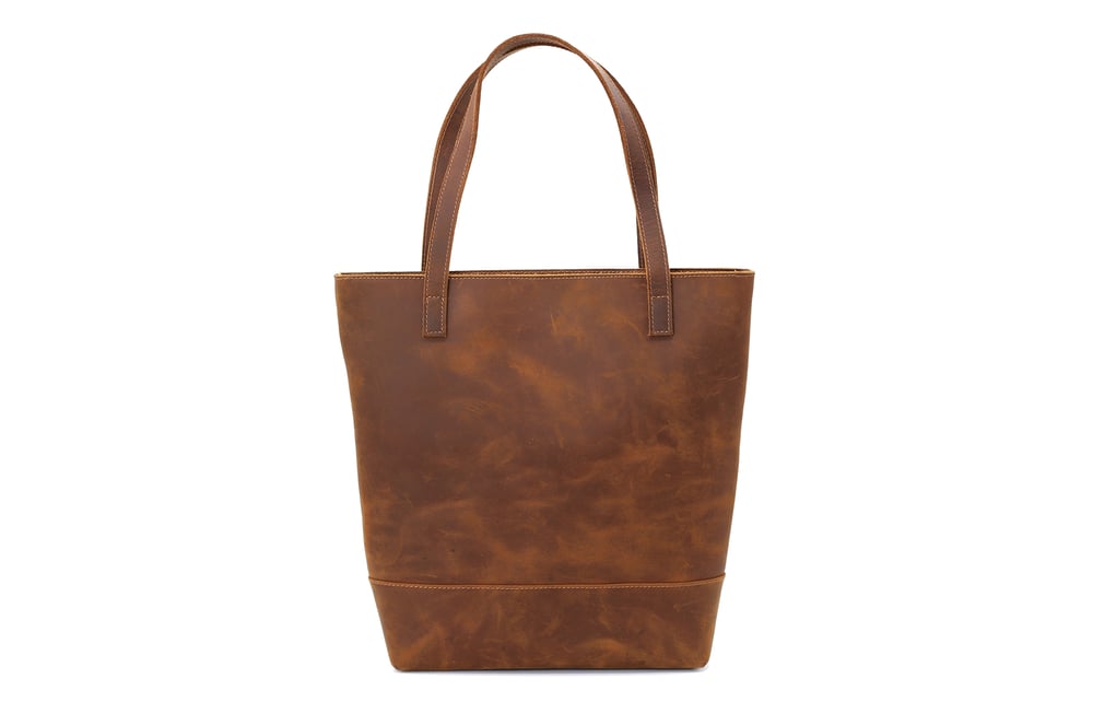 Image of Handmade Vegetable Tanned Leather Tote Bag, Women's Designer Handbags, Lady Shoulder Bags 15010